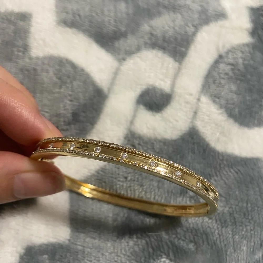 shy creation bangle 14k gold diamonds bracelet - Picture 6 of 7